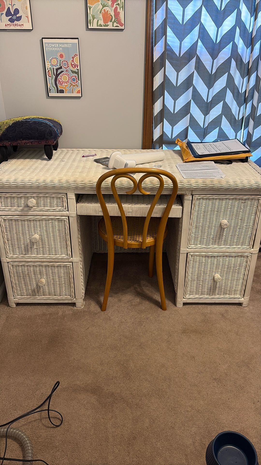 Wicker Desk And Chair