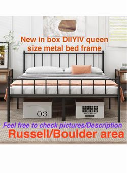 Queen size Metal Bed Frame,Steel Slat Support. Russell/Boulder area