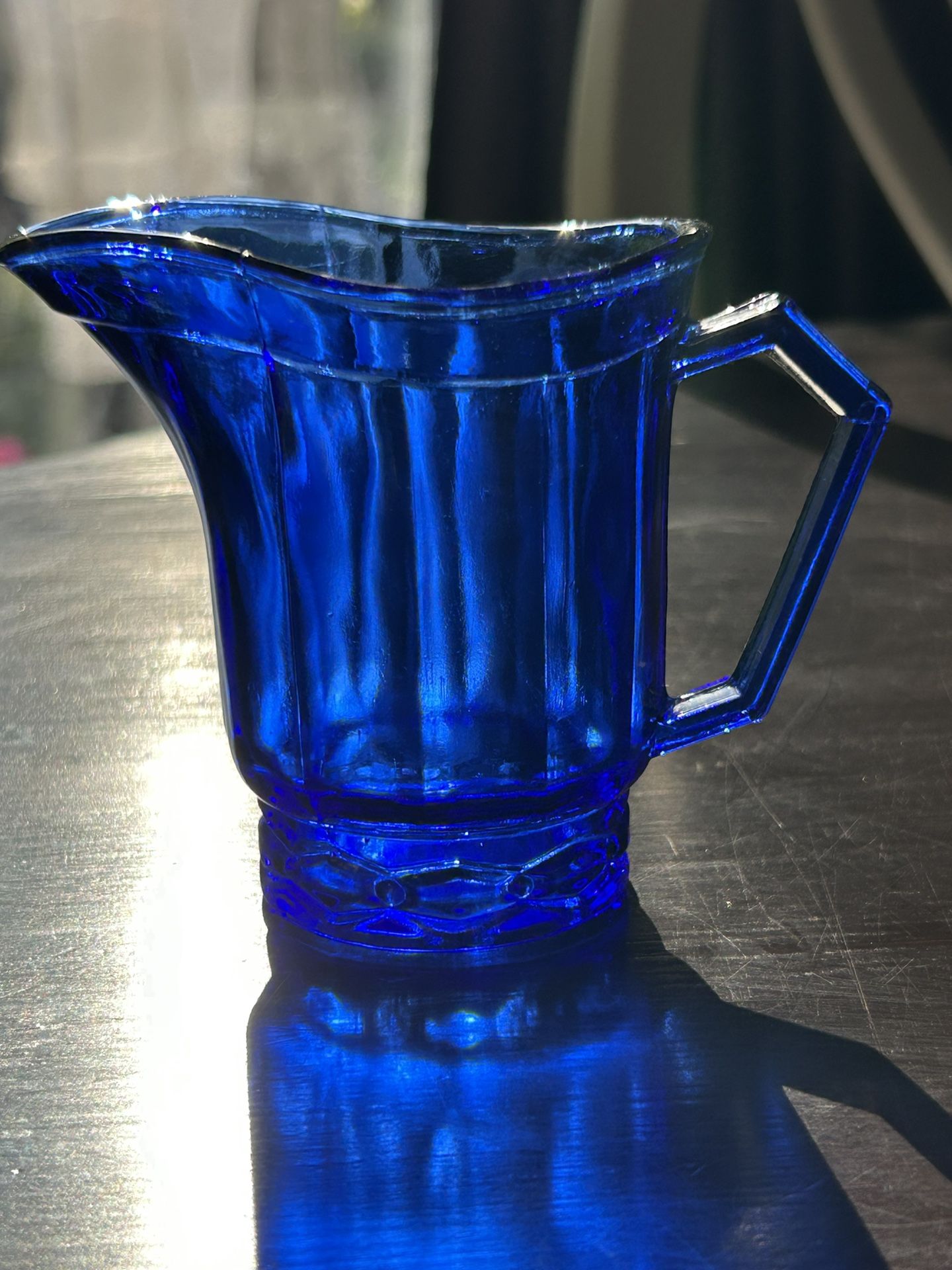 Vintage Cobalt Blue Glass Pitcher/Creamer. 3.5”