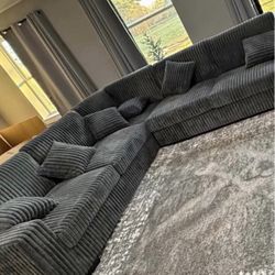 NEW IN  BOX - Comfy Charcoal Fabric Sectional Finance available $54 down Pm