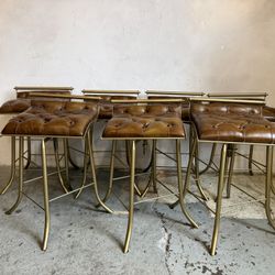 Leather and Bronze Bar Stools