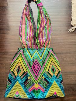 Fashion Nova Multi Color Sequin Mini Dress - Women’s Large