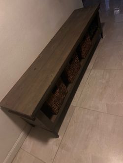 Rustic Wood Storage Bench with Cubbies