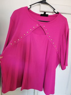 INC International Concepts Pink Ribbed Cutout Top