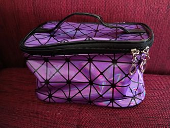 Holographic Design Purple Makeup Bag