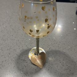 Lolita “Heart of Gold” Hand-Painted Wine Glass