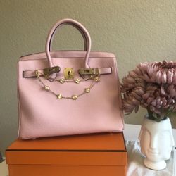 Birkin Hand Bag Rare Pink Sakura Real Togo Leather 