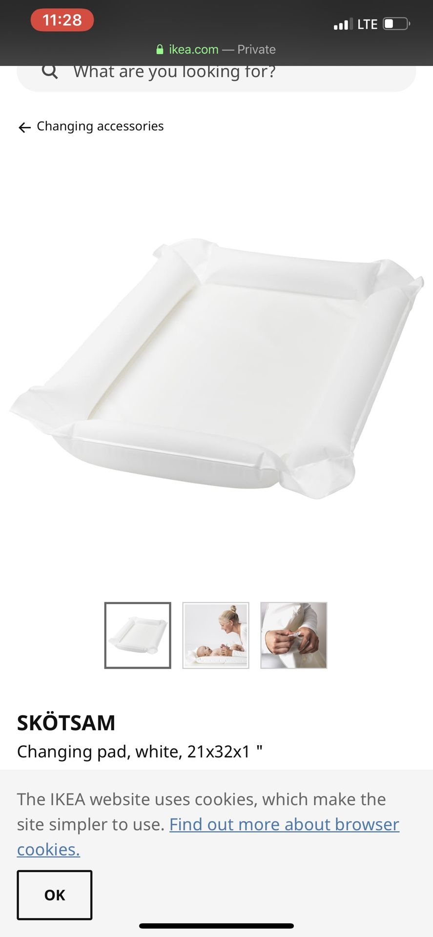 IKEA inflatable baby changing pad with cotton cover