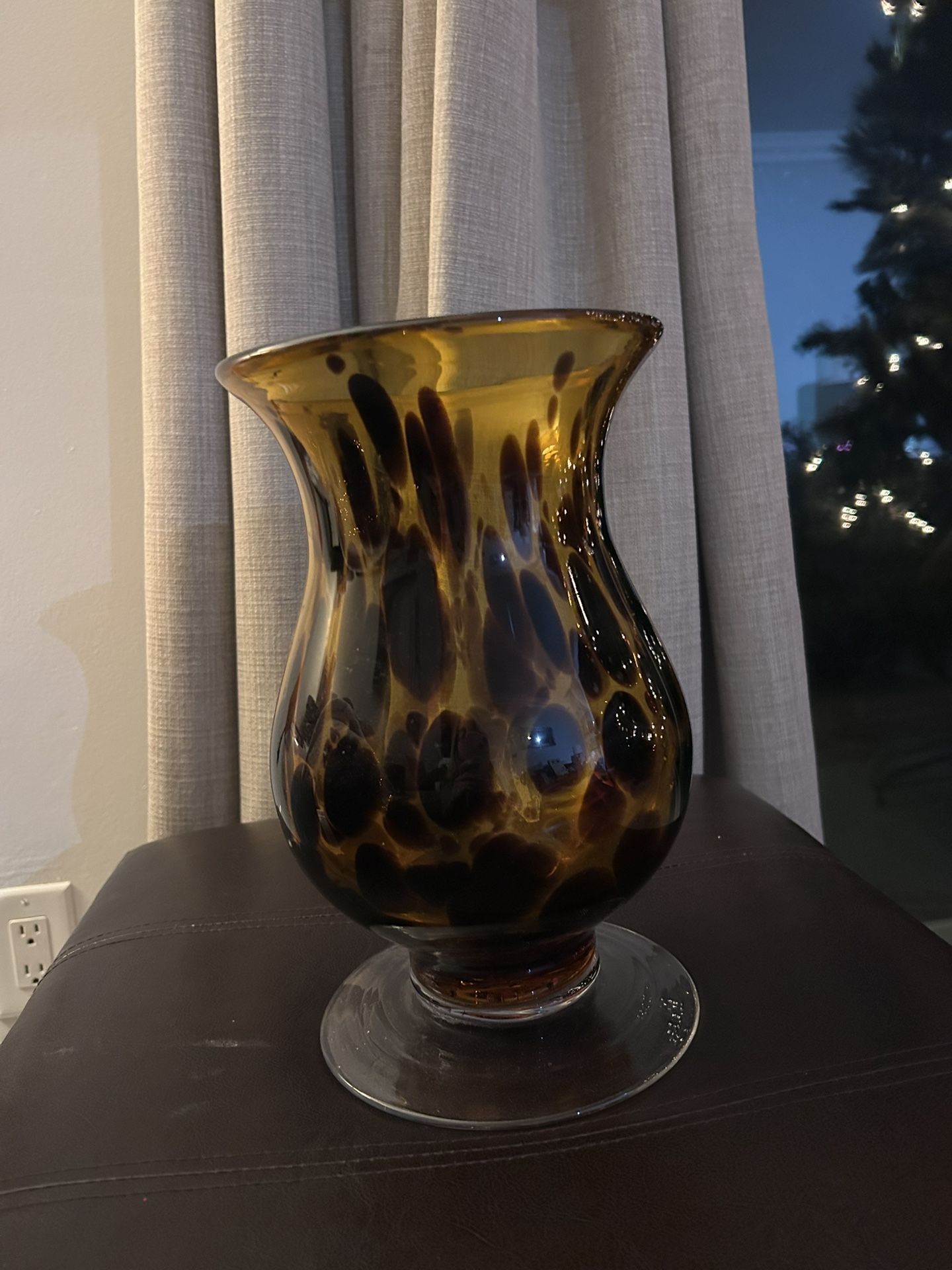Brown glass candle holder / vase 