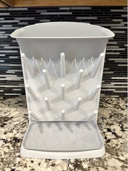 Ubbi Infant Bottle Drying Rack Grey and White
