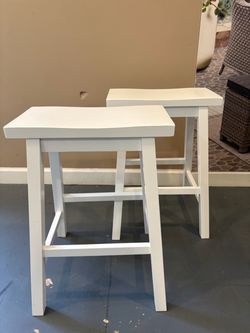 New White Saddle Stool Set (2)