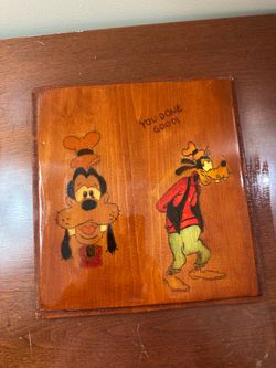 Vintage Hand-drawn/painted wooden Goofy wall art