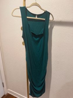 Green Ribbed Sleeveless Mini Dress