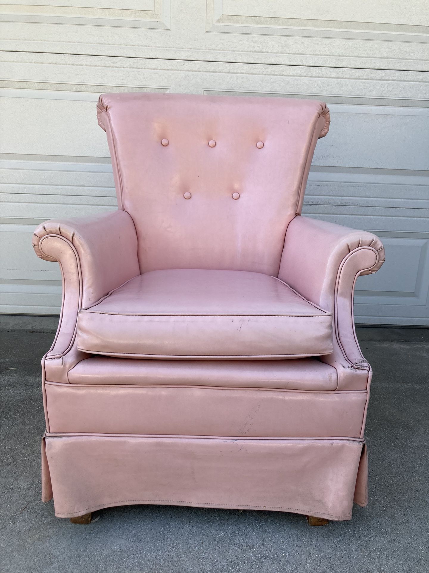 Pink Rocking Chair Naugahyde Vintage Mid Century 1950s 1960s Furniture