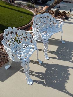 Heavy Patio cast-iron vintage set bench and chair