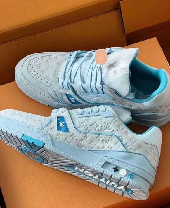 Tyler x LOUIS VUITTON Trainer Round Toe Lace-Up Low-Top Sneakers Men's Blue