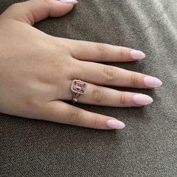 Pink Tourmaline And Diamonds In 14Kt Yellow Gold