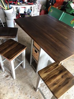 Real Wood High Table with Stools