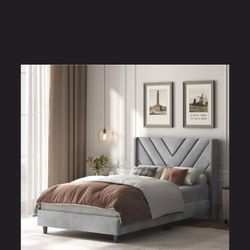 Upholstered Bed Frame with Wooden Slat Support