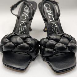 Calvin Klein Bona 2 Flared Stiletto Braided Women’s Heels Black Size 7.5 NEW