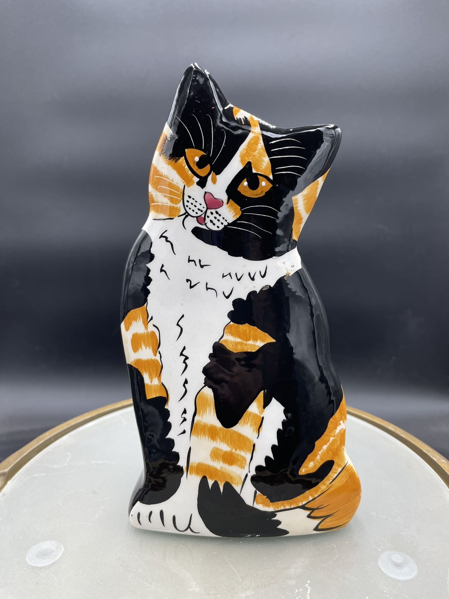 2010 Cats By Nina Lyman 8” Ceramic Cat Planter Vase, VG