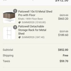 Patiowell 10x10 Metal Shed Pro 