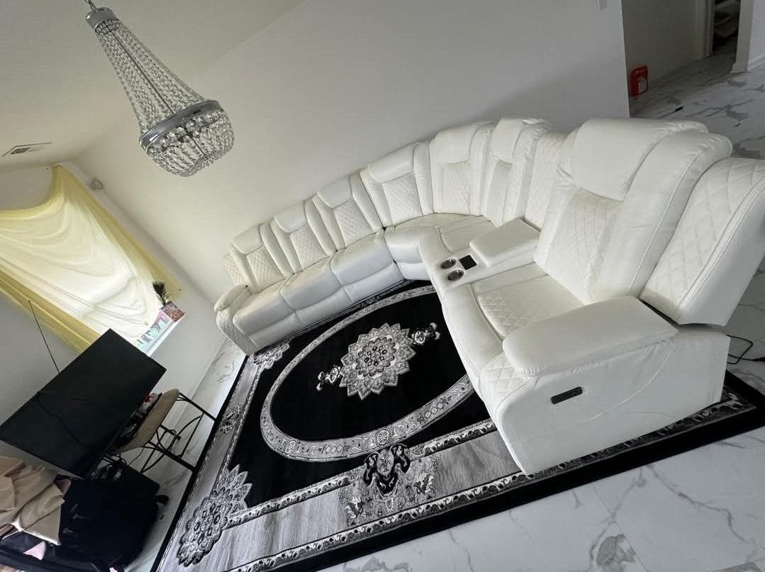 POWER WHITE BRAND NEW RECLINING SECTIONAL SAME DAY DELIVERY