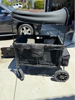 WonderFold W4 4-Seater Stroller Wagon - Black + Accessories