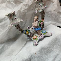  Vintage Dresden Porcelain Candle Holder