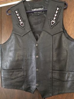Men's leather motorcycle vest