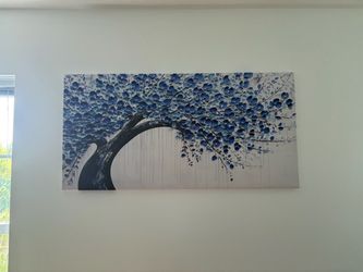 Large Blue Blossom Tree Canvas Wall Art