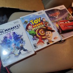 3 Nintendo Wii Games Toy Story Mania With Glasses cars, Epic Mickey 2
