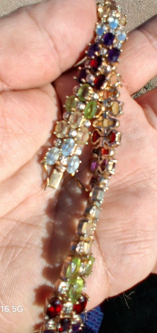 Precious Stone and 925 Tennis Bracelet 