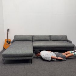 Stylish and Sleek Couch by CB2 : Scalino 2 Pc Grey Sectional Sofa with Left Chaise *3k Retail*