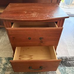 Charlotte Oak 2 Drawer Bedside Table - Used