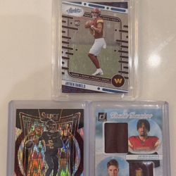 2024 Rookies Jayden Daniels #102 Blue (RC) Lot (3) + Relic Card Washington Green