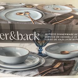 Over & Back 16 Pieces Dinnerware Set Colour Blue MODEL 1705622 New