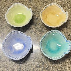 Vintage Fish Dishes Soy Sauce Plates Set Of 4