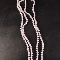 Opera Length Rose Quartz Necklace