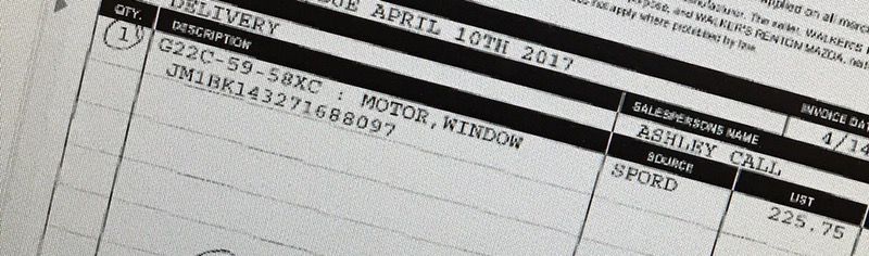 New Mazda 3 Window Motor