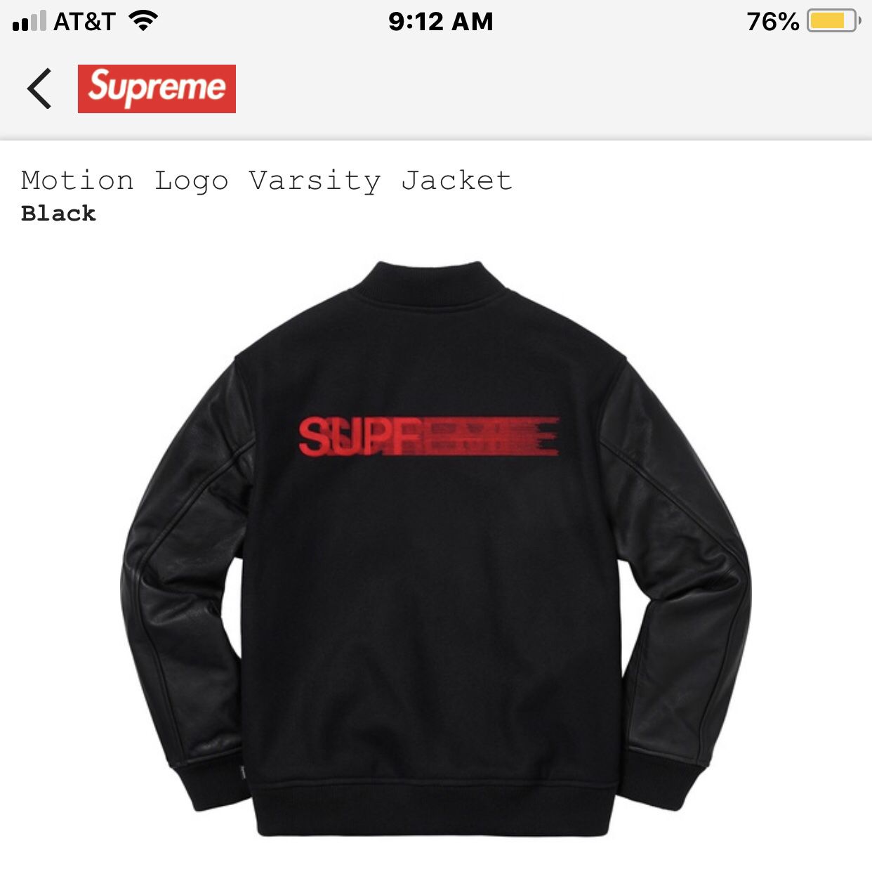Supreme Motion Logo Varsity Jacket Black Size Small for Sale in Seattle, WA  - OfferUp