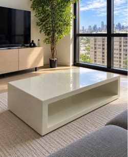 High Gloss White Lacquer Coffee Table | Modern Designer Style Delivery Available