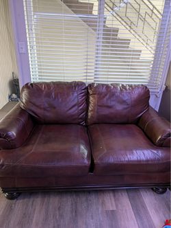 Burgundy Leather Loveseat