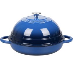 Cast Iron Enameled Dutch Oven Pot with Lid for Bread Baking, Bread Oven, 6 Quart, Blue