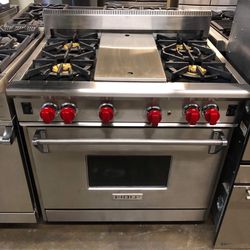 Wolf 36” Stainless Steel gas range stove all gas 