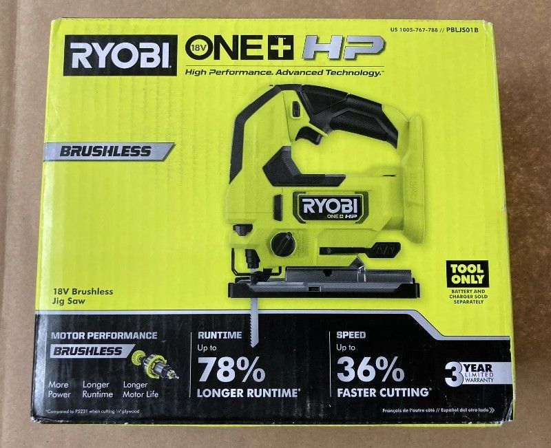 *NEW* Ryobi ONE+ HP 18V Brushless Cordless Jig Saw (High Performance) [PBLJS01B]
