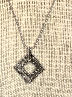 Silver 925 stamped necklace with Marcasite pendant 20” inches long