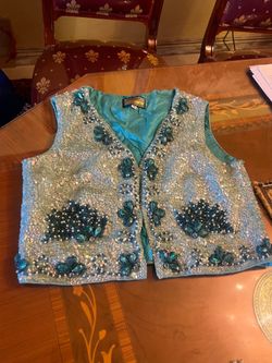 One of the kind Stunning Vintage Len Edwards Beaded Sequinned Top Size 38
