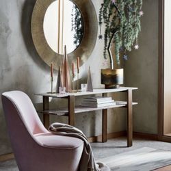 CB2 Simone Mink Faux Mohair Blush Chairs (a Set)