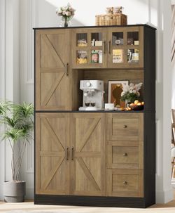 Homfa 62” Kitchen Pantry Cabinet – Oak – Excellent Condition